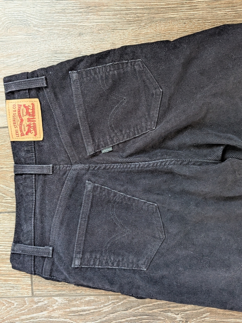 Levi's Ribcage Straight Ankle Jean Black Corduroy Pant Button Fly Size 26 X 27 - Picture 8 of 12